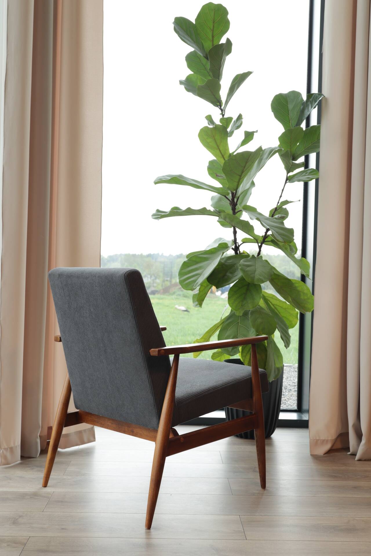 Scandinavian modern armchair graphite corduroy H.Lis