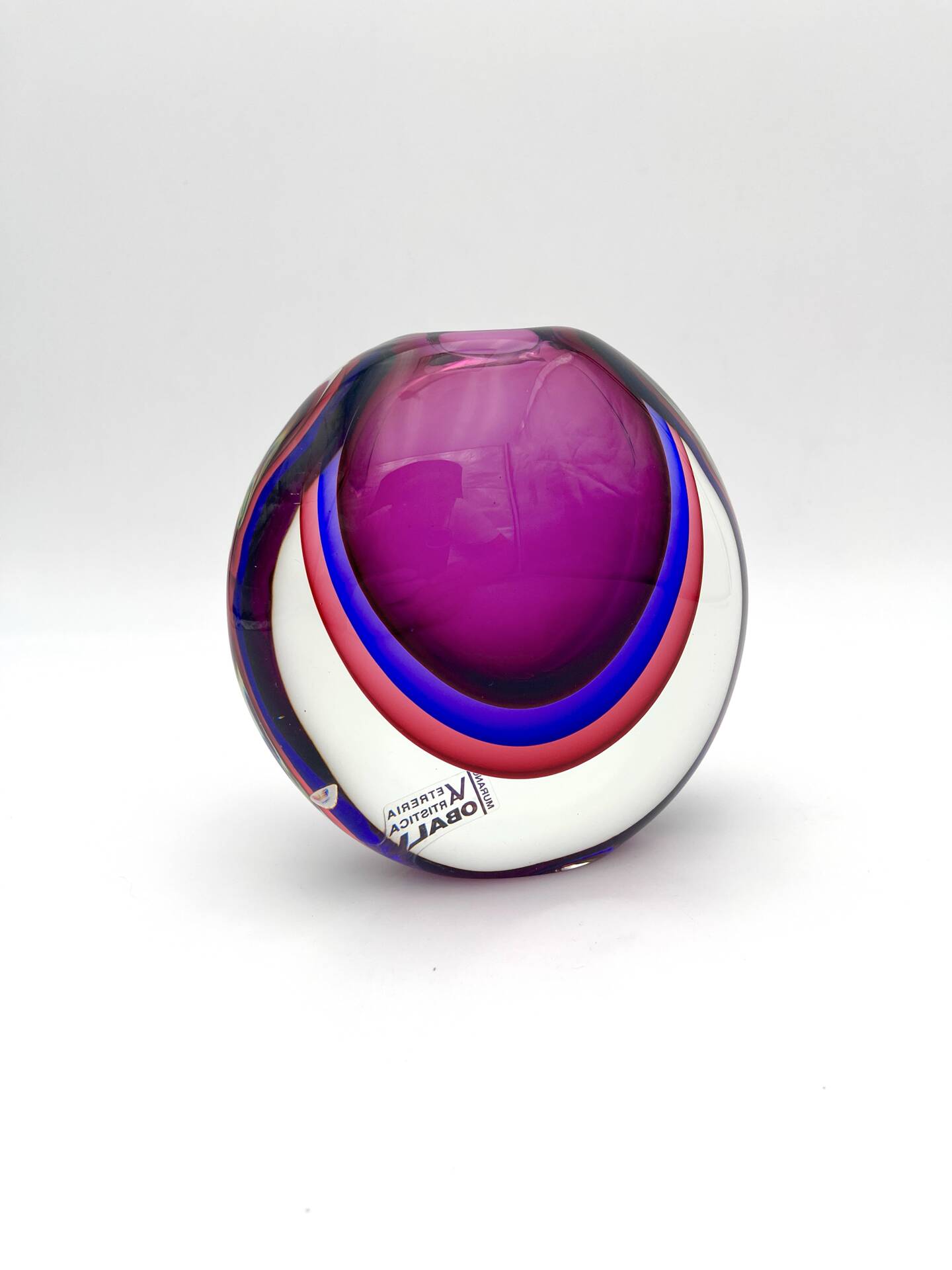 Vase Michele Onesto Oball Quadruple Sommerso Signed 15.5cm 2.7kg Ethique