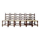6 chaises italiennes rustiques, restaurées, années 1950