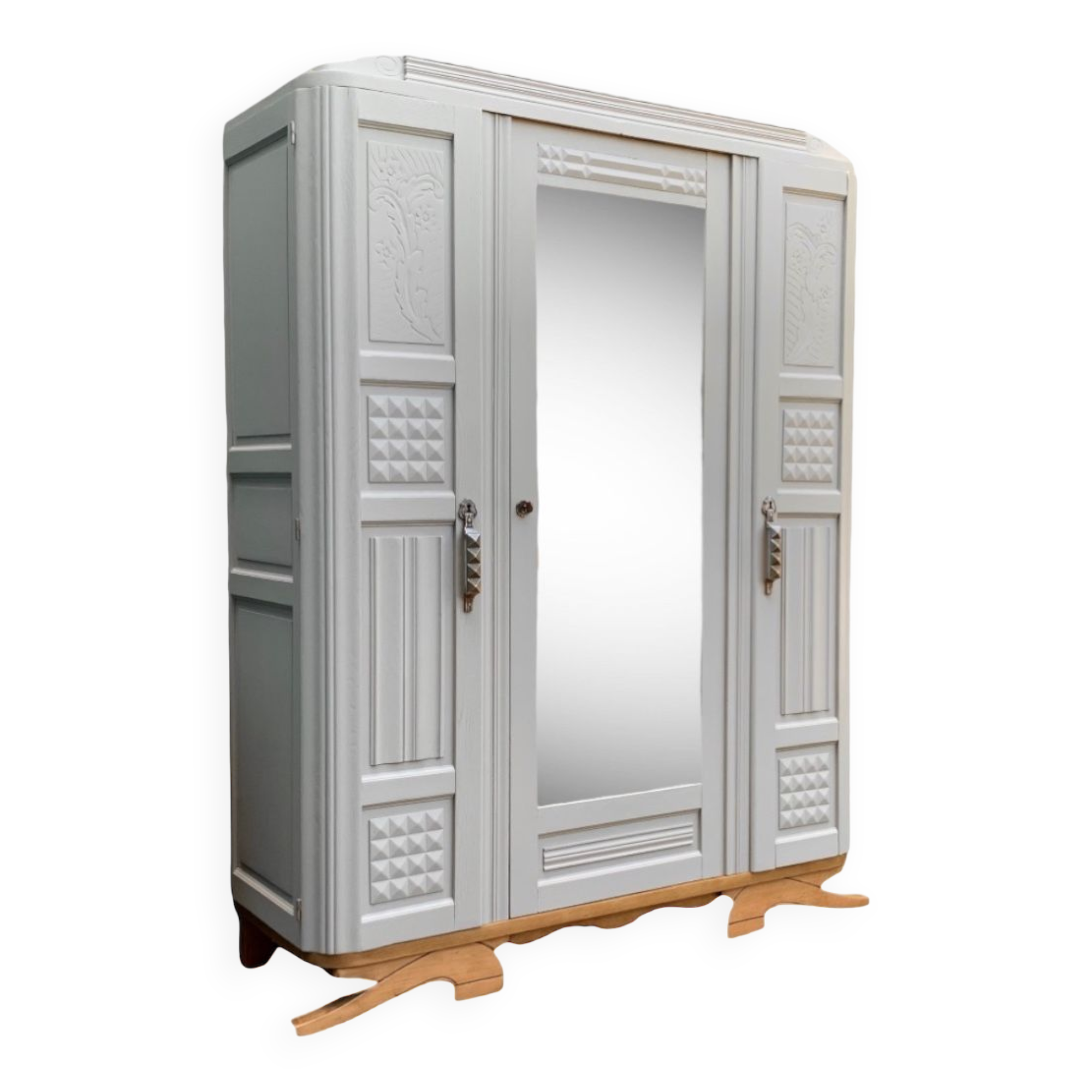 Parisian art deco wardrobe solid oak 1930