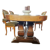 Large antique monastery table in solid oak – exceptional tabletop