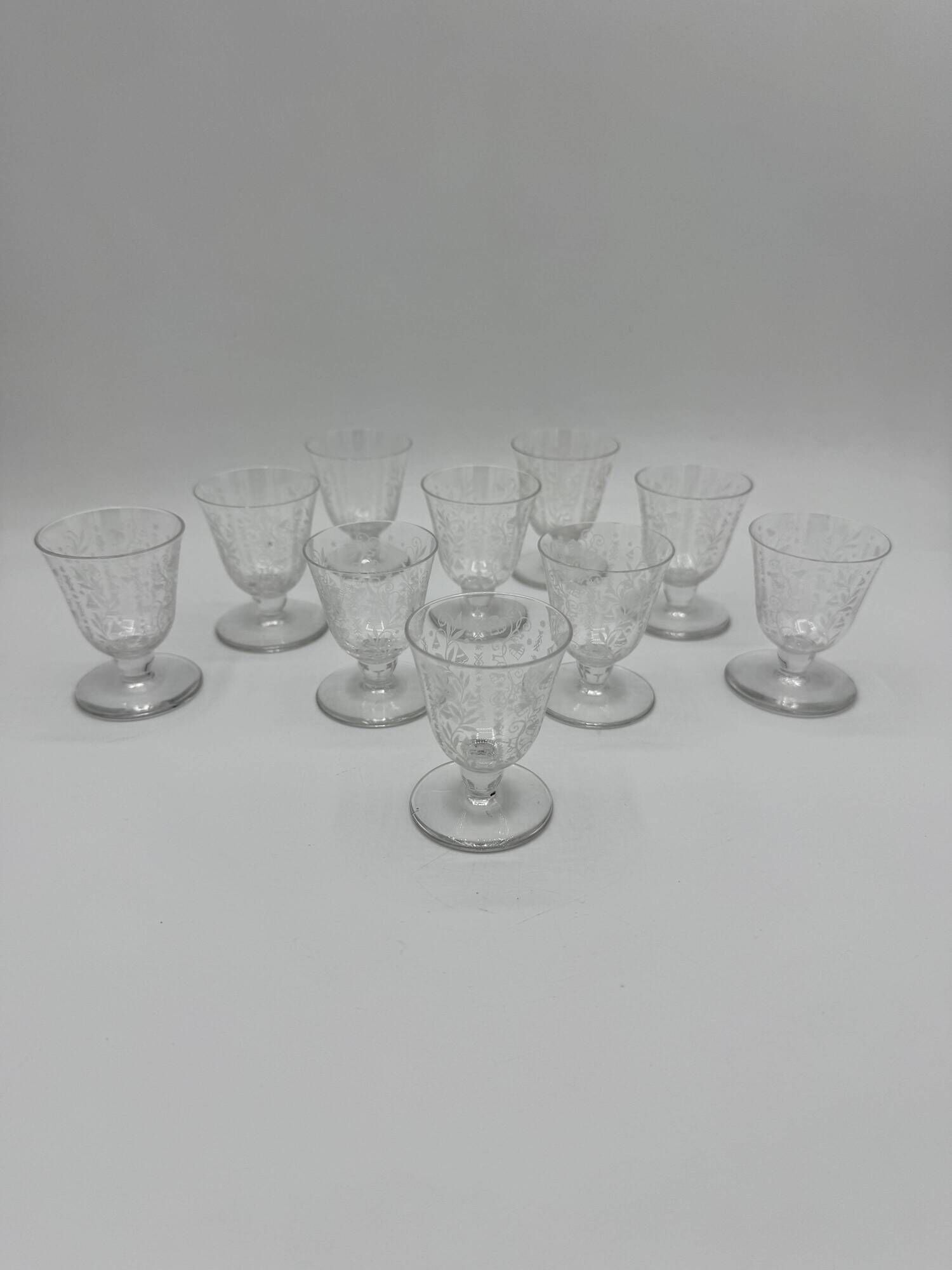 Set of 10 Crystal Liqueur Glasses from Baccarat – Argentina Model, 1940
