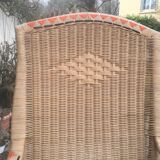 Red vintage décor rattan armchair