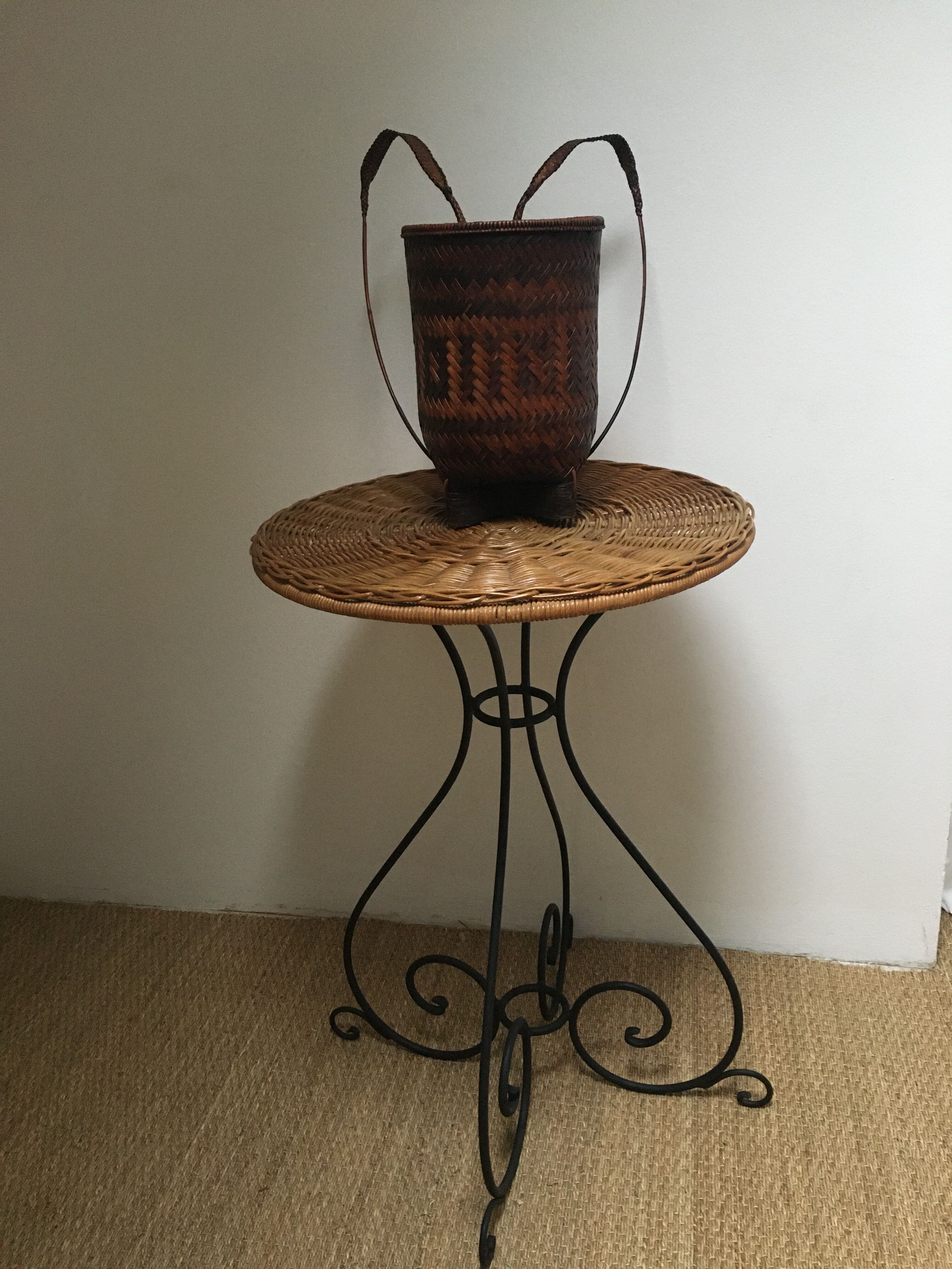 Ancient Japanese woven bamboo basket