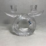 Ancien bougeoirs en cristal cristallerie d'art Vannes France vintage