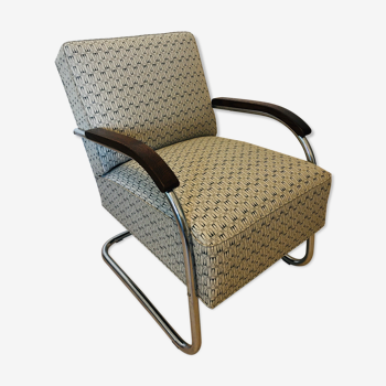 Fauteuil Bauhaus en acier tubulaire de Mücke Melder, années 1930