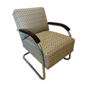 Bauhaus tubular steel armchair from Mücke Melder, 1930s