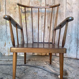 Antique BAUMANN Fan Chair Wood + Vintage Cushions #D877