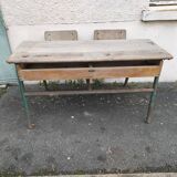 Ancien bureau d'écolier 2 places