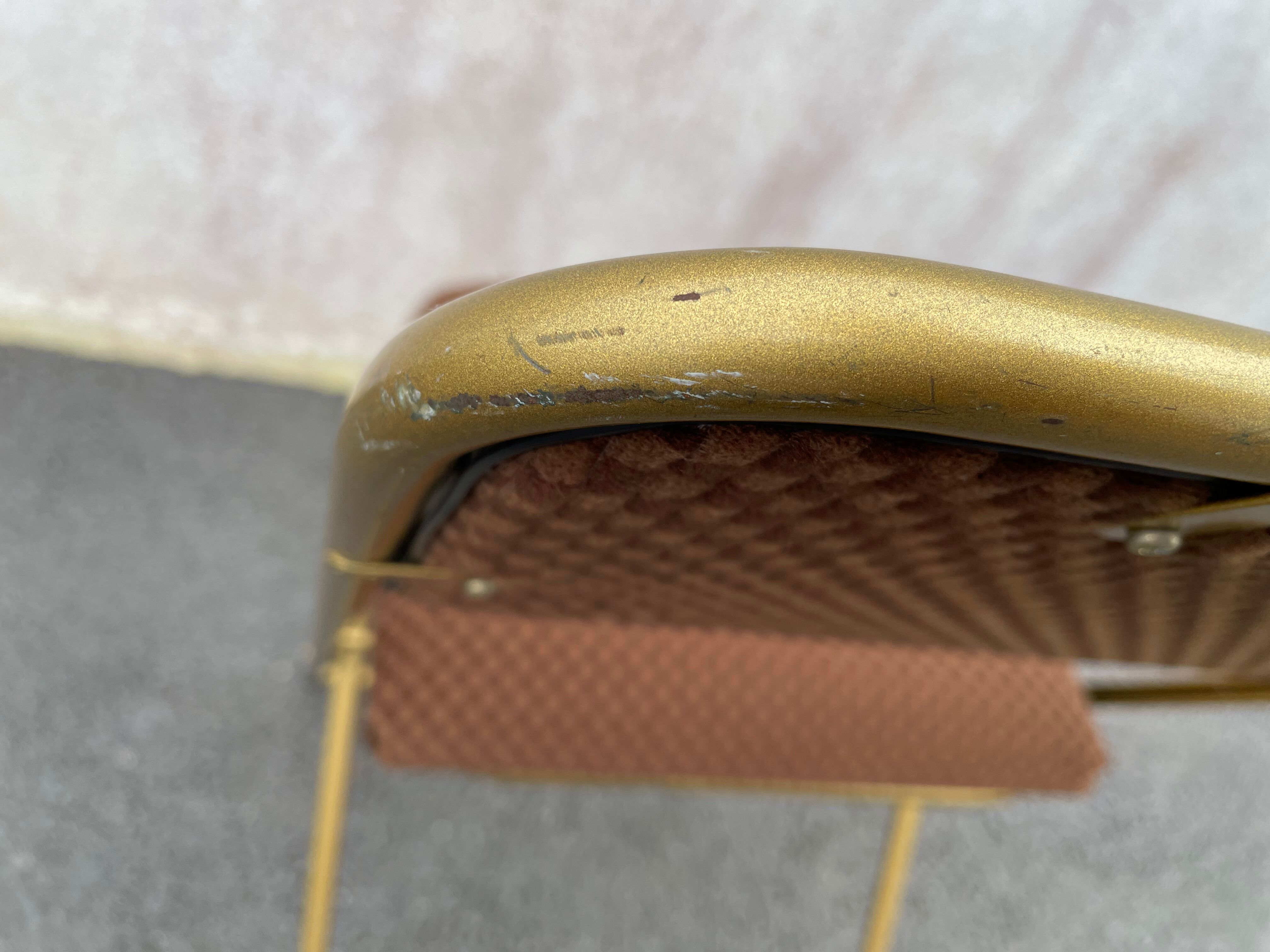 Chaise pliante dorée lafuma velours damier  60/70’s