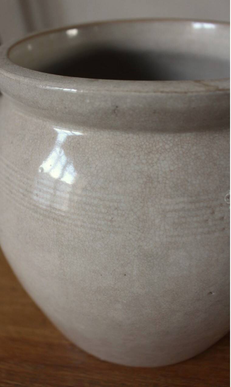Vase garden pot glazed stoneware with two handles
