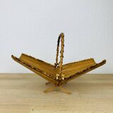 Vintage rattan fruit basket, folding