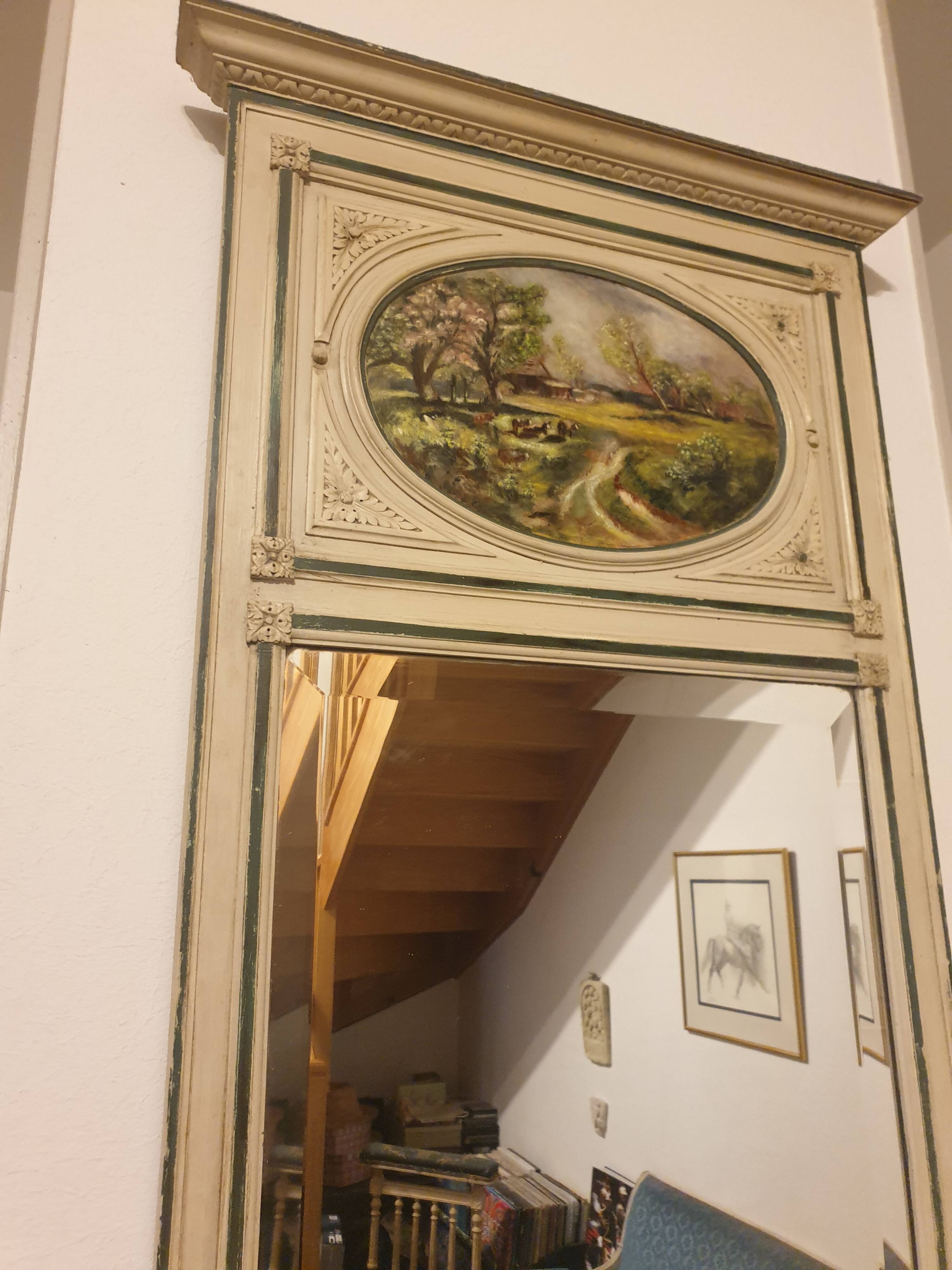 Console half-moon and trumeau mirror in Louis XVI style