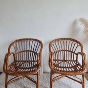 Paire de fauteuils en rotin vintage circa années 70