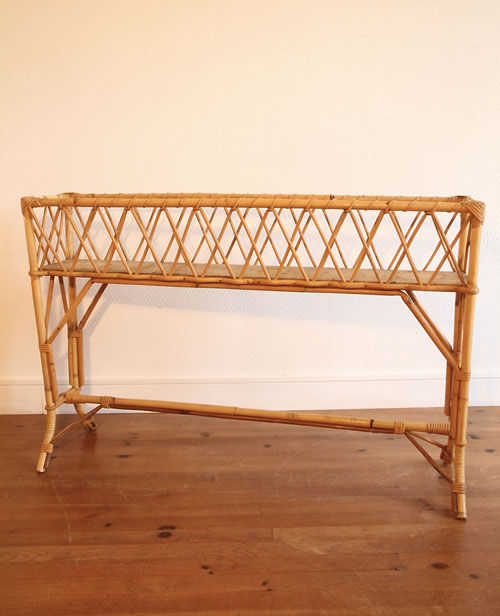 Jardinière en rotin vintage chic & bohème