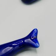 Set of 6 vintage blue porcelain whale knife rests.