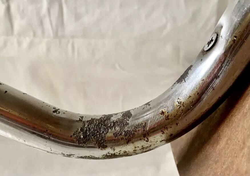 Vintage stepladder in Formica, wood and chromed metal