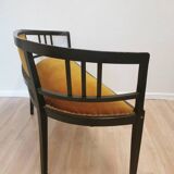 Banc Art Nouveau vintage en bois courbé : assise rembourrée des années 1950