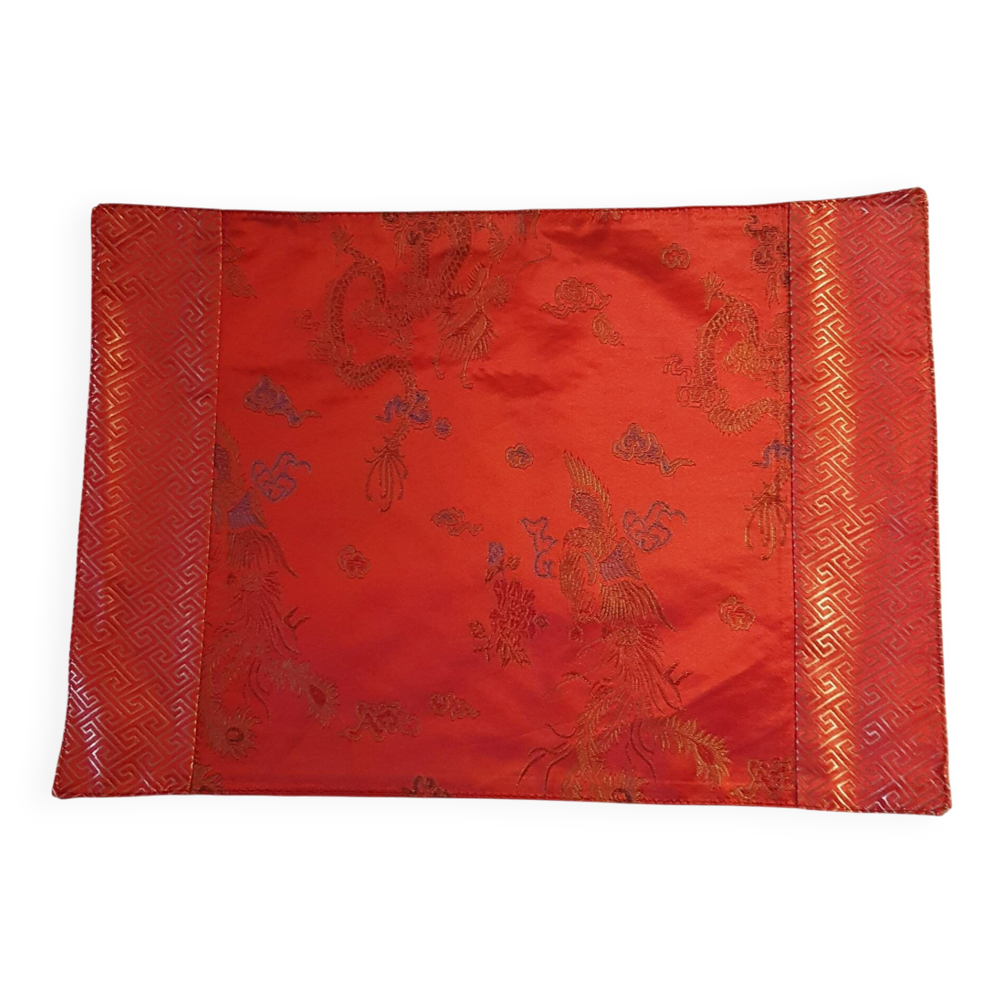 Set of 6 small table napkins in red brocade.