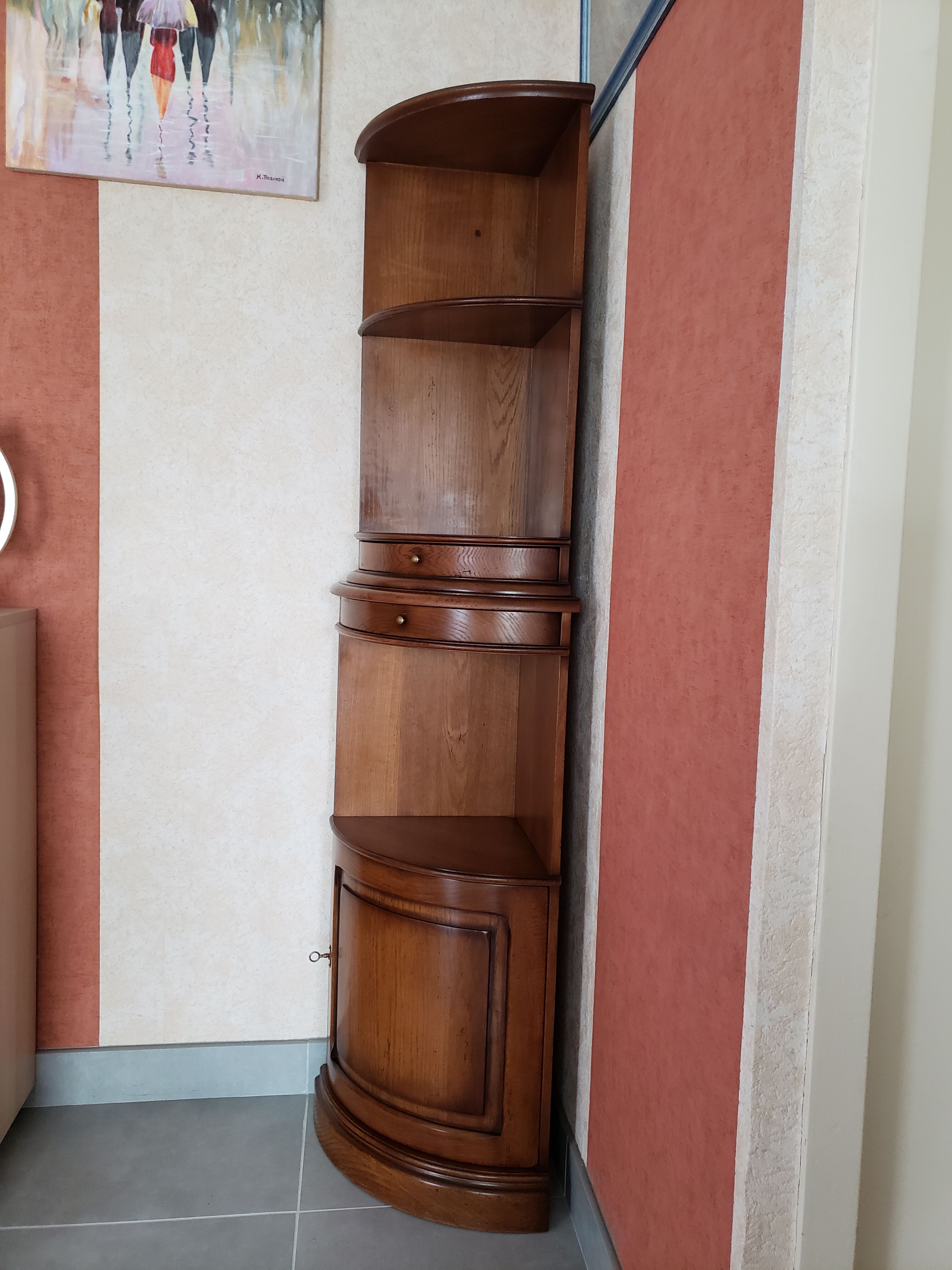 Solid oak corner cabinet