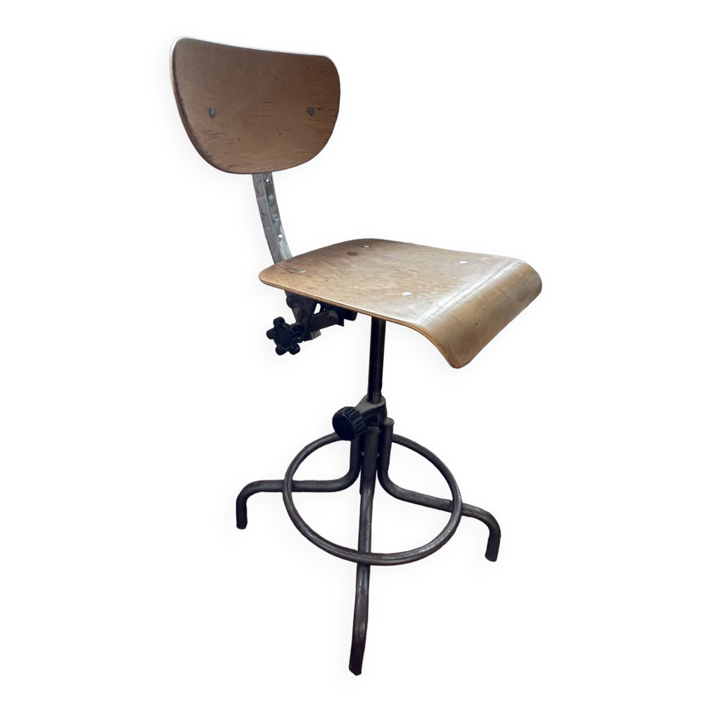 Chaise d'atelier en bois en métal | Selency