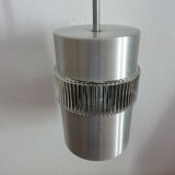 Scandinavian hanging lamp in glass and brushed aluminum 60s 70s