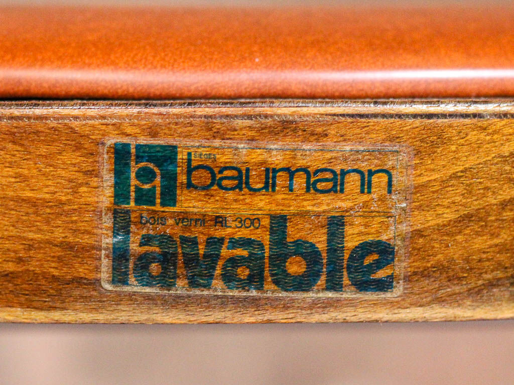 6 Baumann chairs in cognac imitation leather, circa 1960