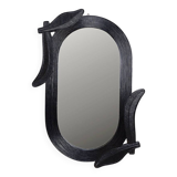 Large Vivai del Sud wall mirror in black lacquered bamboo - 1970s