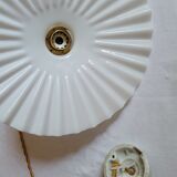 Pleated opaline hanging lamp