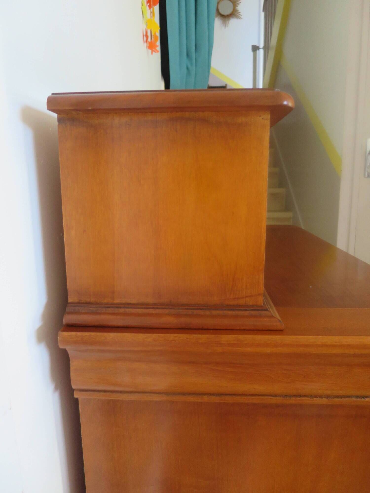 Vintage commode secretary dressing table sliding top 7 drawers cherry wood