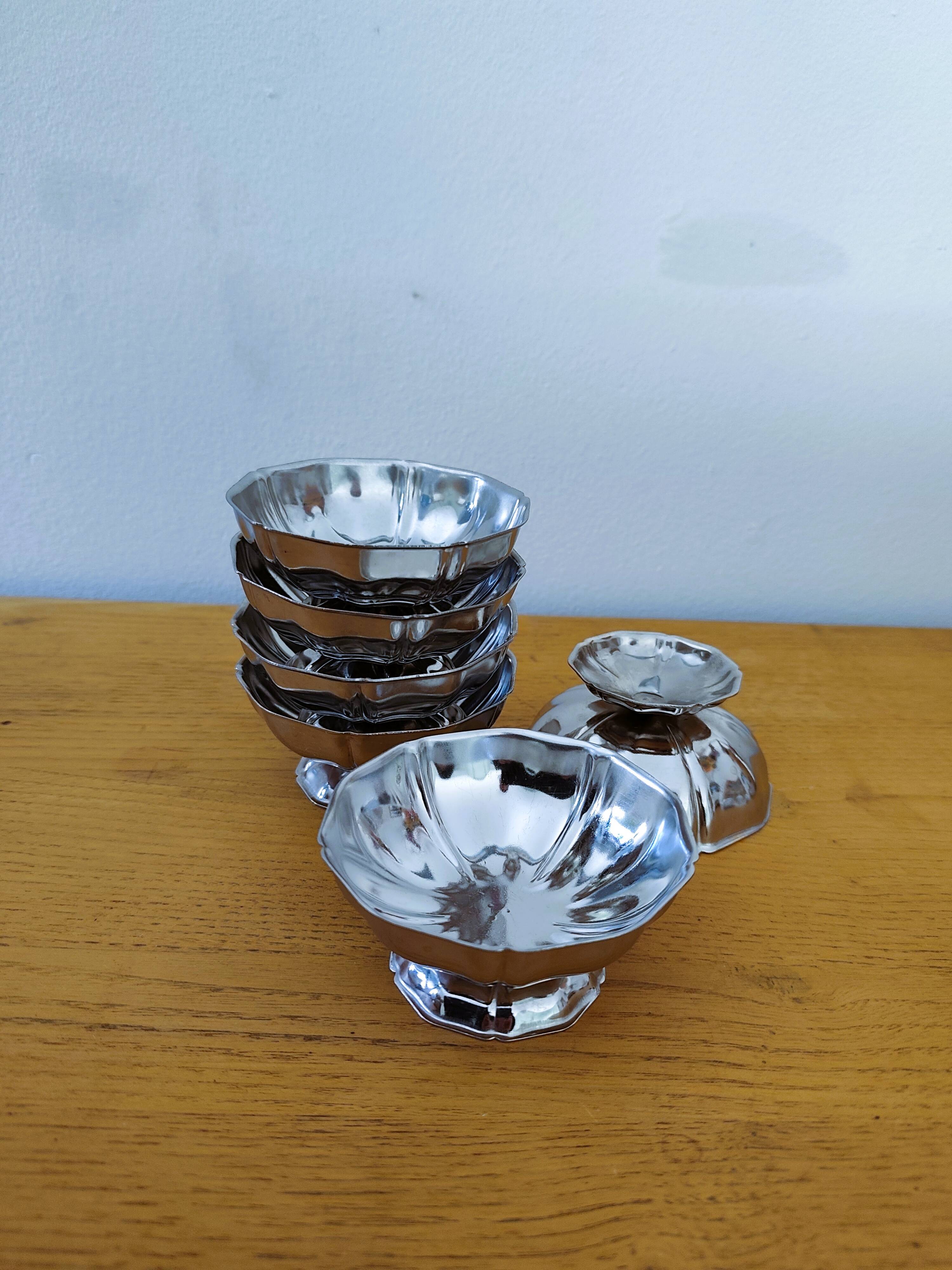 Vintage stainless steel ice cream cups