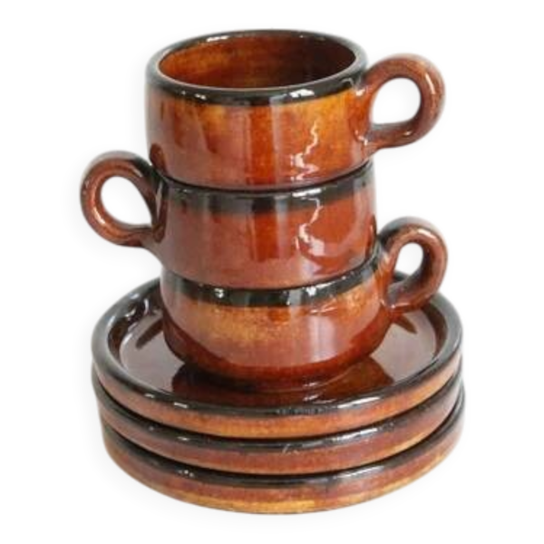Service à café, trio de tasses
