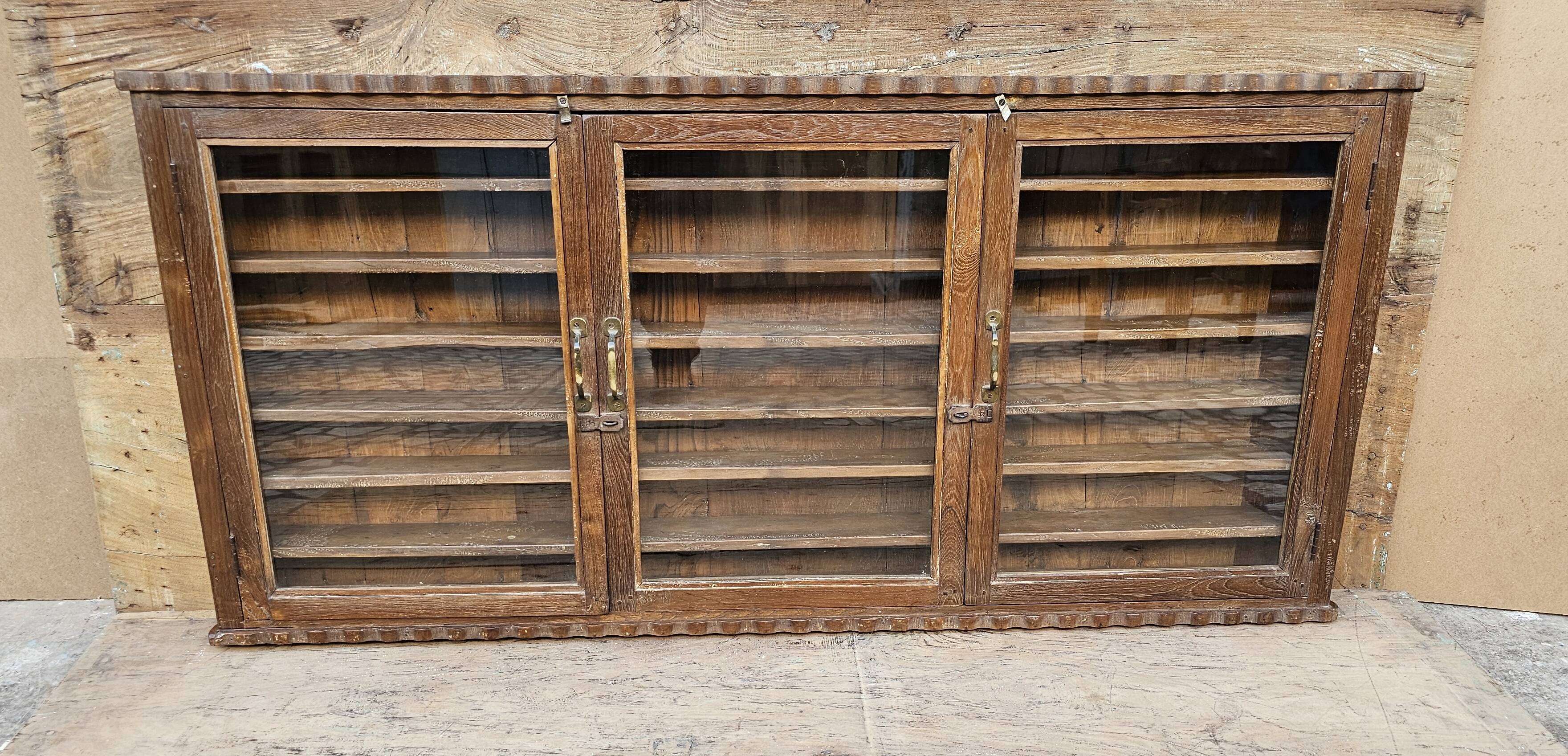 Antique Burmese teak collector's wall display case