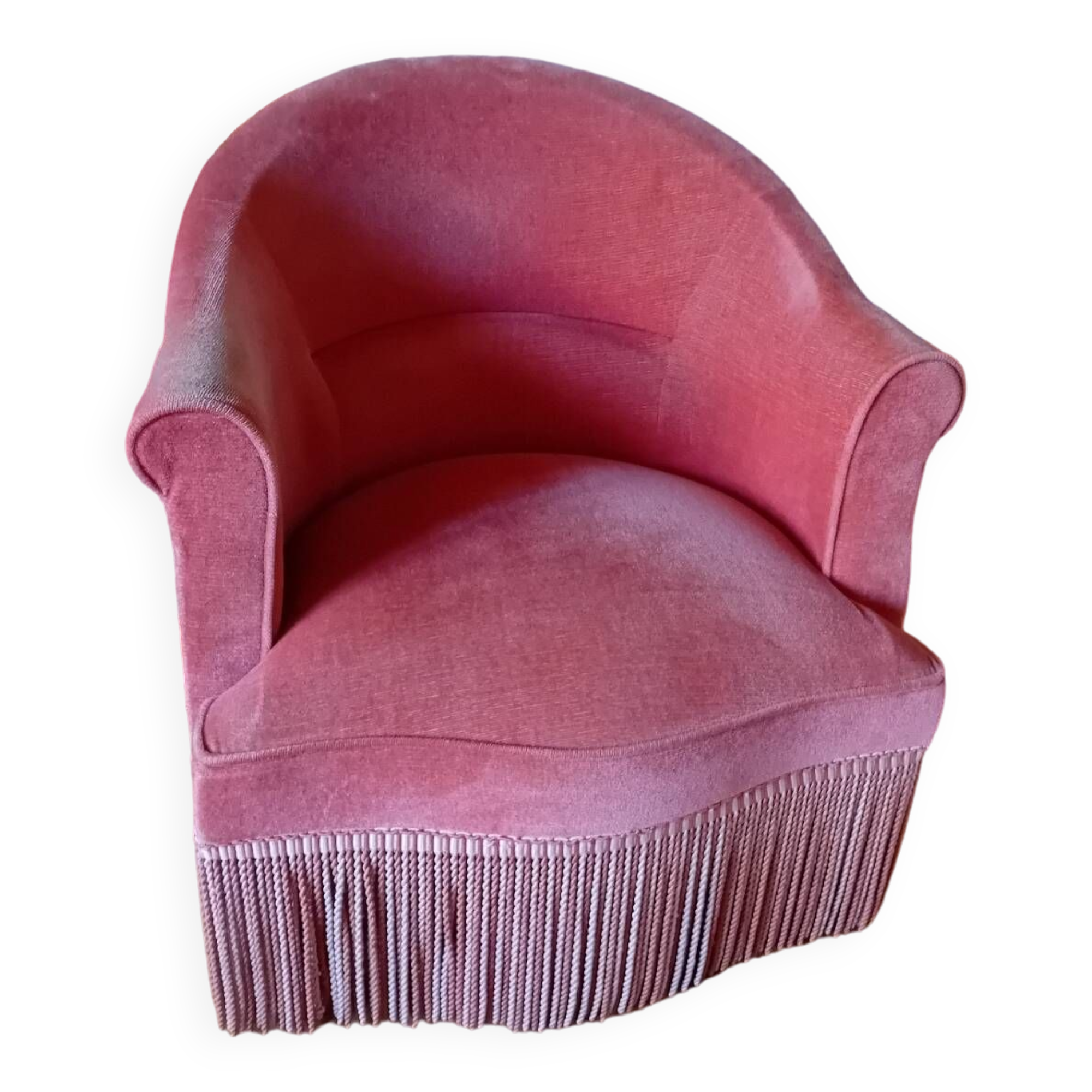Pink velvet toad armchair