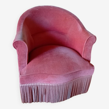 Fauteuil crapaud rose velours