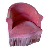Pink velvet toad armchair