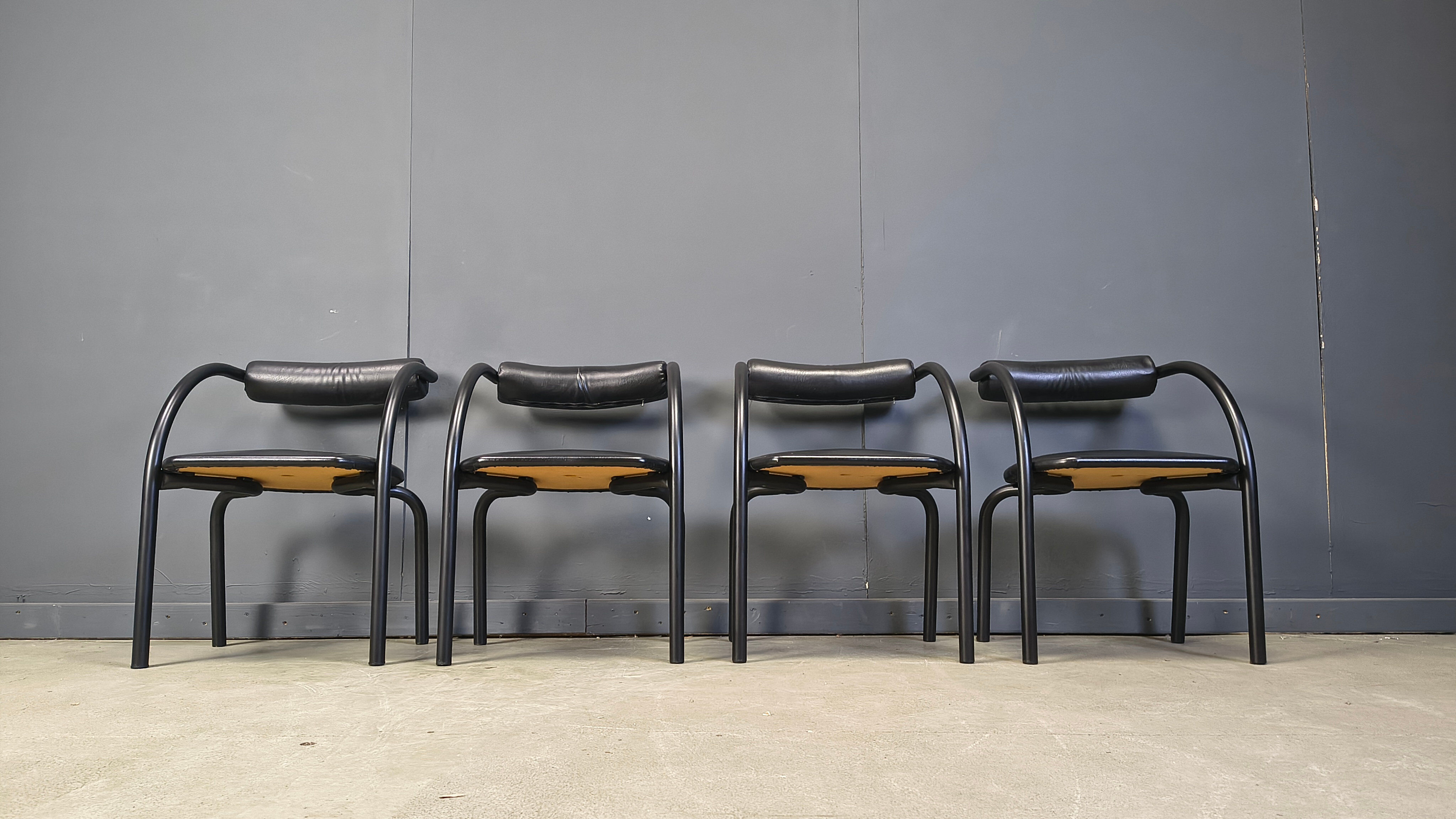 Postmodern dining chairs, 1980s, set of 4