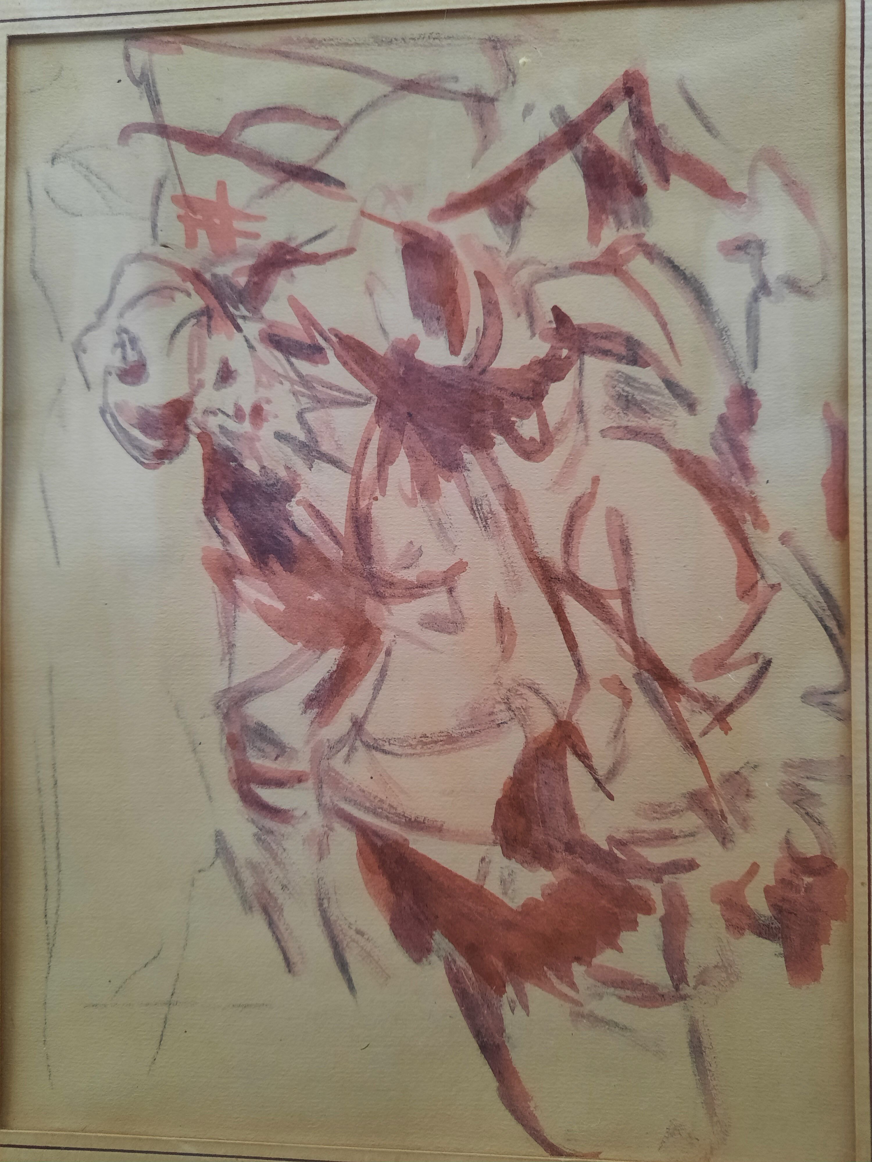 Cadre doré et dessin