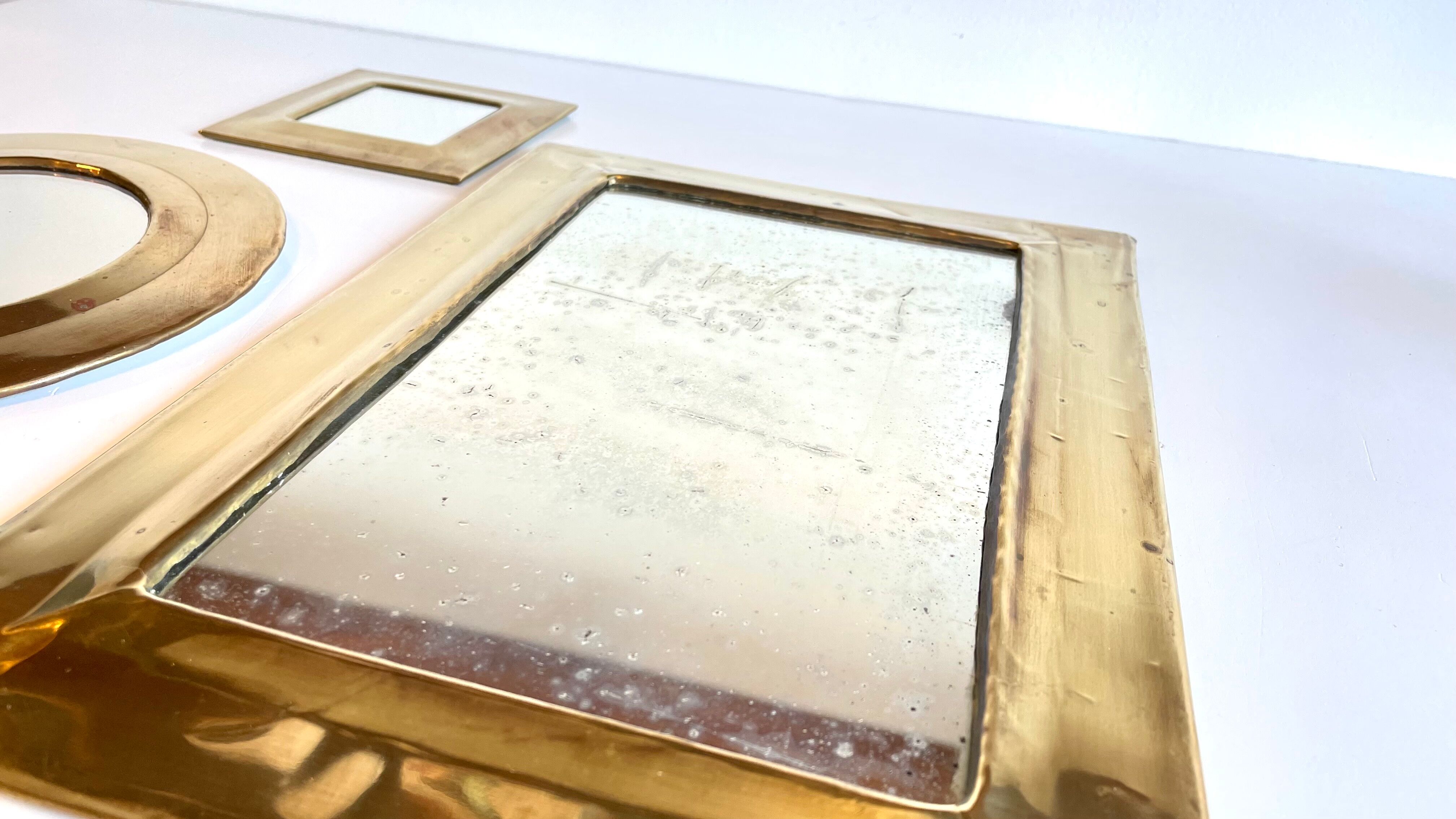 Trio de miroirs en laiton vintage