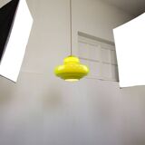 Mid-Century Italian Green Glass and Brass Pendant Lamp