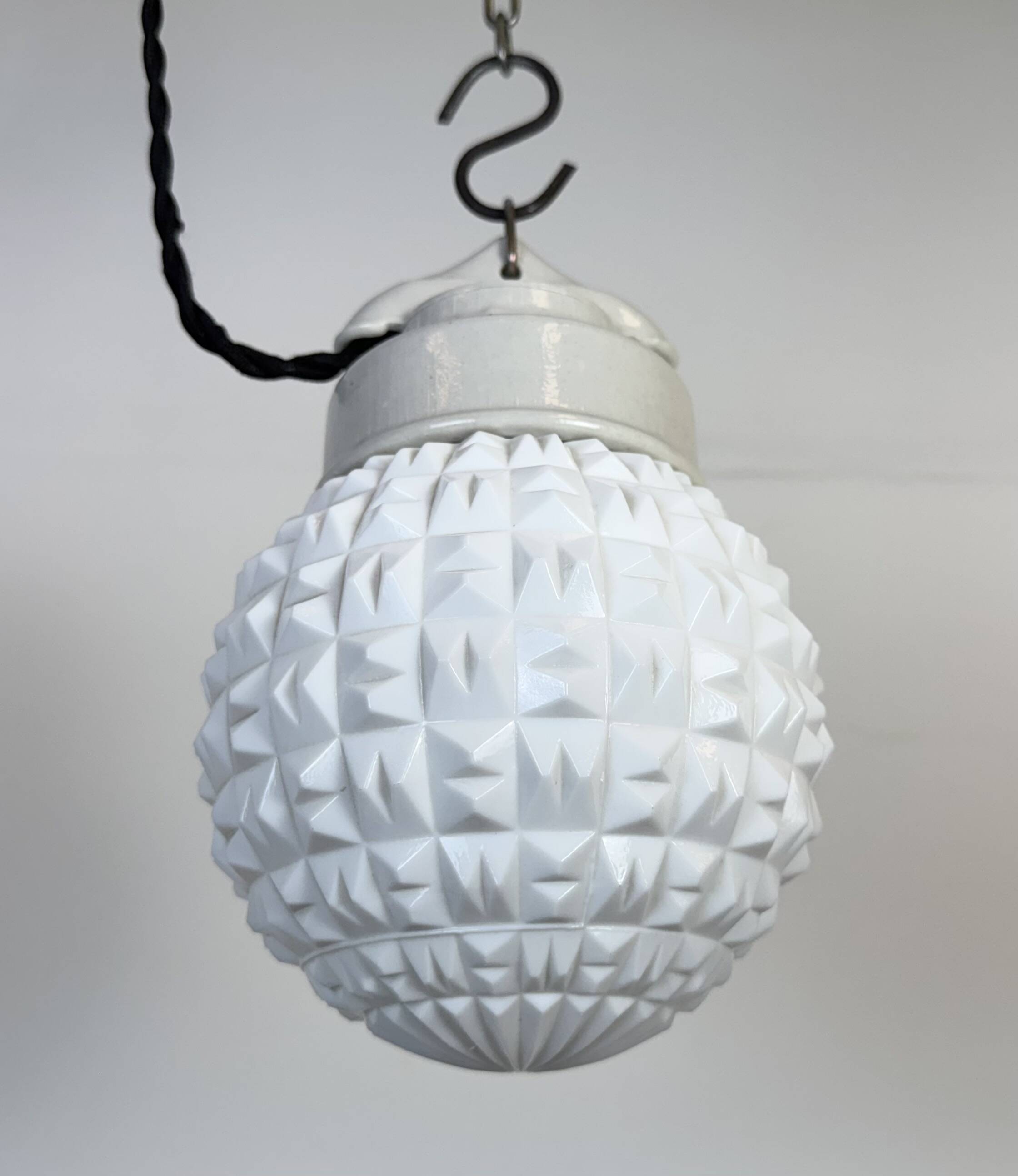 Vintage White Porcelain Pendant Light, 1970s