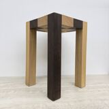 Vintage solid wooden side table chess style , 1970s