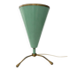 Small Conical Tripod Lamp in Sage Green and Brass Stilnovo Style 1950