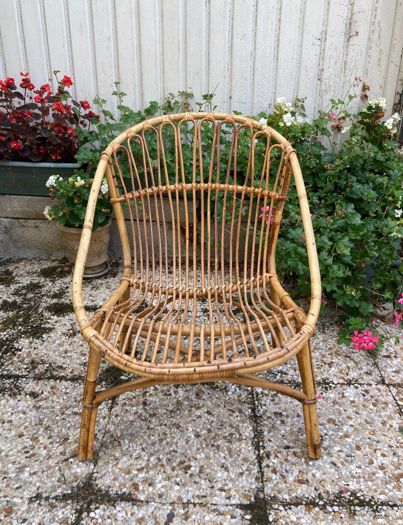 Fauteuil en rotin vintage