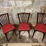 6 Baumann bistro chairs, Parisian beechwood and red ska - old and vintage