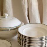 Set of 12 porcelain soup plates collection ''Juan'' Sarreguemine Digoin 1950