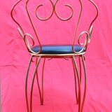 Vintage brass scroll armchair, 1960s.