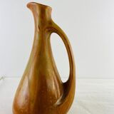 Vase soliflore in old stoneware flamed caramel color and honey of the Manufacture Denbac (signed and