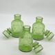 Trio of vintage bottles / carafe / jars, green glass, Nescafé