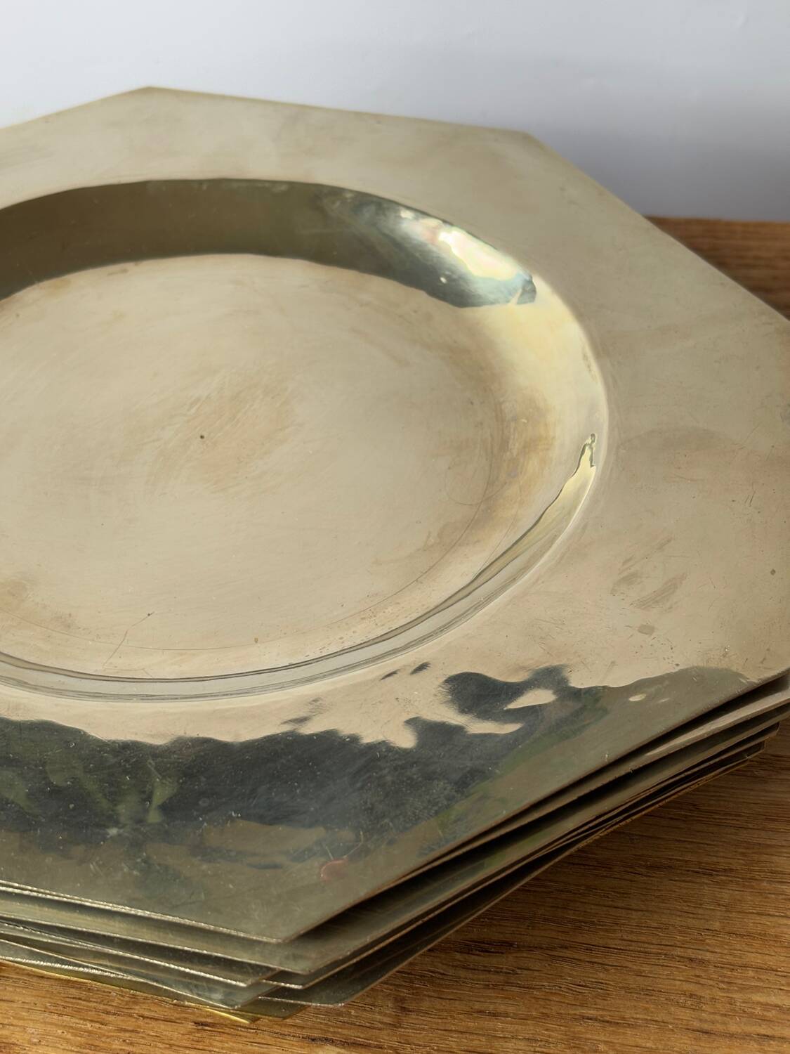 Set of 10 vintage silver metal plates